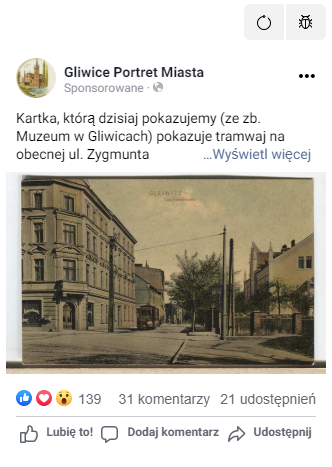 reklama na facebook fanpage dla gliwice portret miasta album